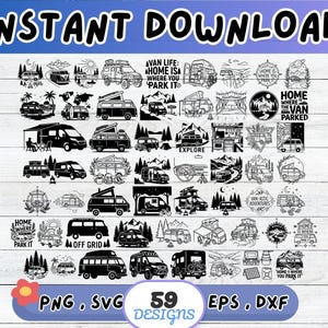 Camper Van SVG Bundle, Rv Silhouette SVG, Schnittdatei für Cricut Silhouette | Sublimationsdruck png, Schablone, Wandkunst, Papierschnitt