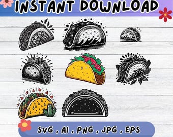 Taco Multilayer SVG-Bundle, Laser Cut-Datei, Papierschnitt für Cricut, CNC, Vektor Kunst Sublimationsdesign