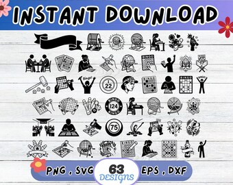 Bingo Player SVG Bundle, Bingo Lover SVG, Cut File for Cricut Silhouette | Sublimation PNG, Stencil, Wall Art, Paper Cut