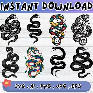 Snake SVG bundle, Snake Clipart Design, Cut Files For Decal, Sublimation Vector for Wall Art Decor, Png