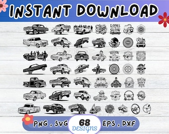 Pakiet Lowrider SVG, plik Lowrider Cut dla Cricut Silhouette | Sublimacja PNG, szablon, grafika ścienna, wycinanka