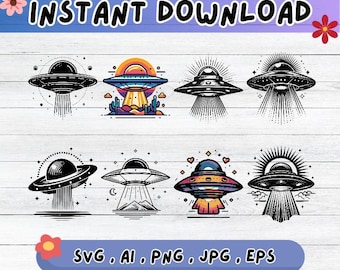 UFO Multilayer SVG Bundle, Laser Cut File, Paper Cut for Cricut, CNC, Vector Art Sublimation Design