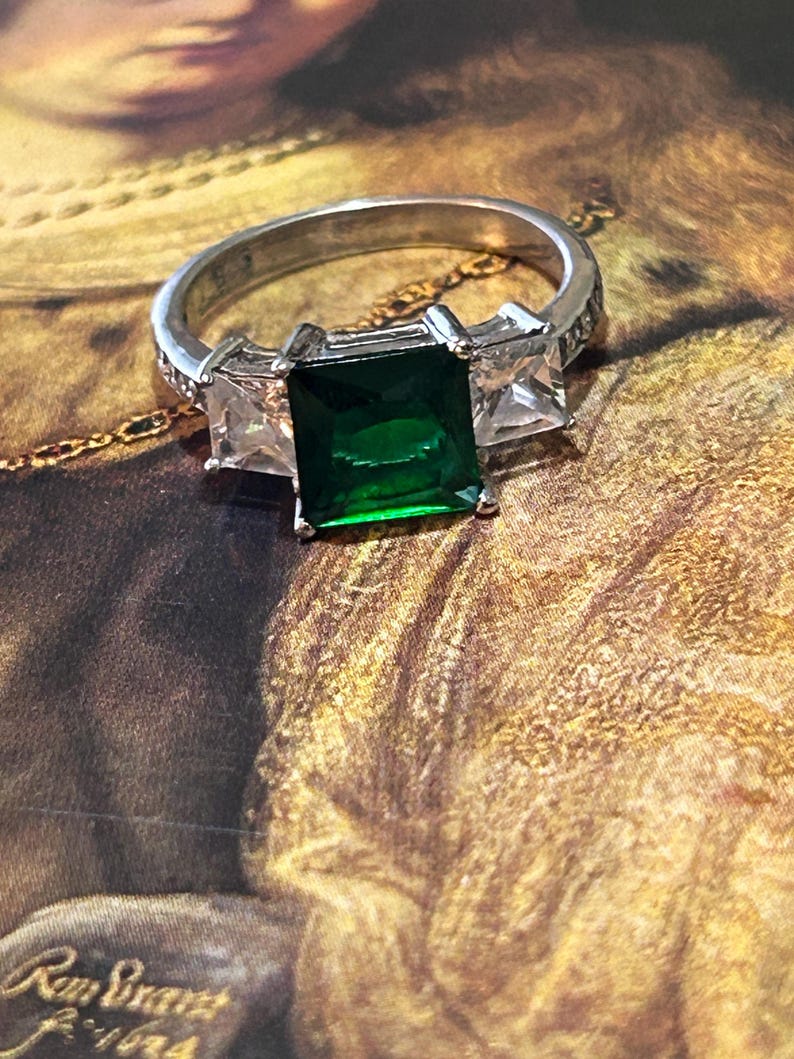 Sterling Silver Lab-created Emerald Ring - Etsy
