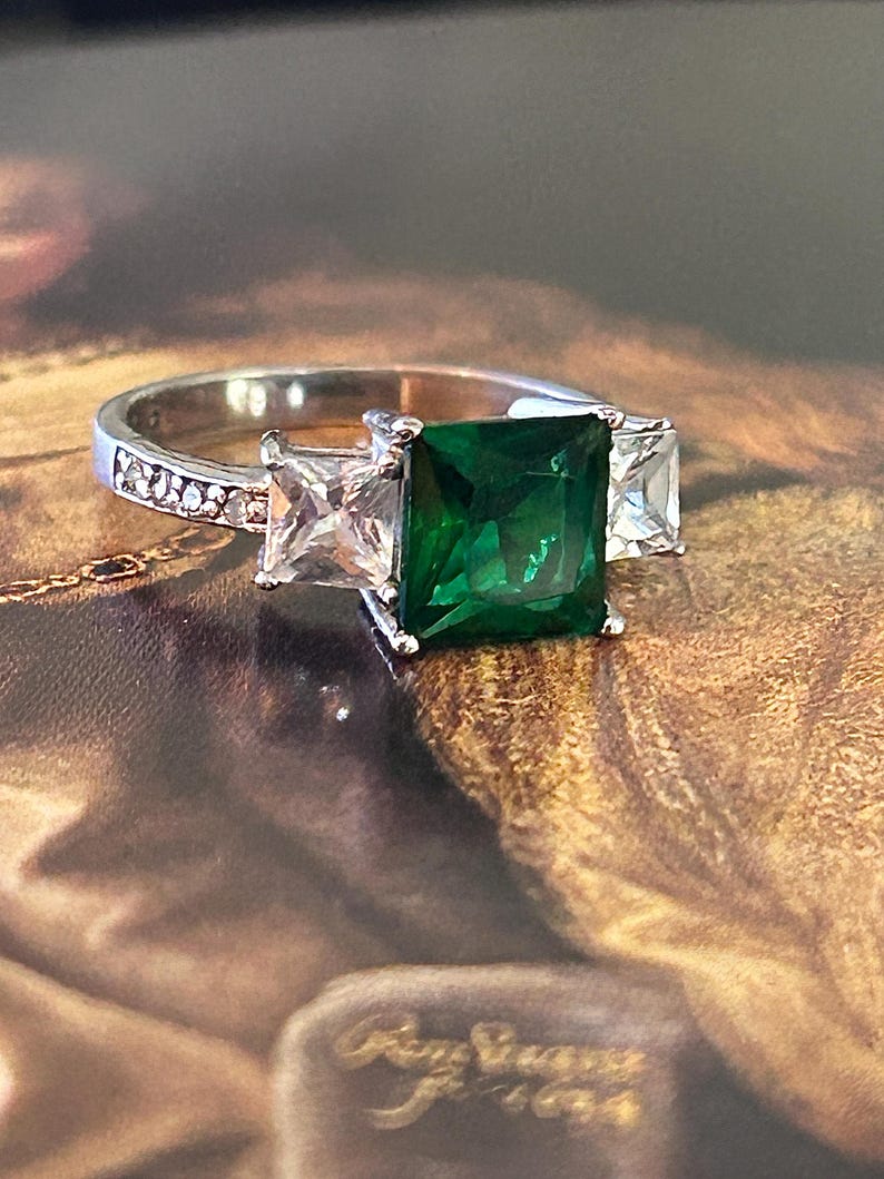 Sterling Silver Lab-created Emerald Ring - Etsy