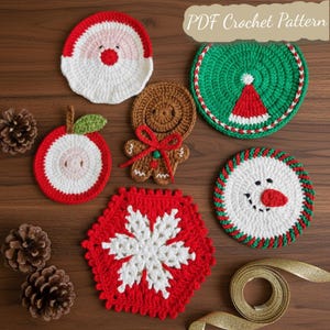 PDF Crochet Pattern - Christmas Coaster Crochet Pattern diagram and written instructions instant download  (NO VIDEO)