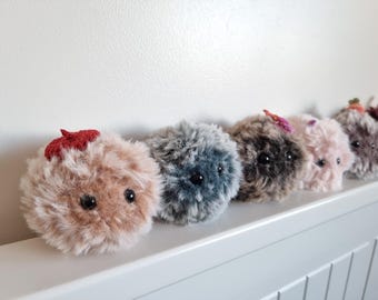 Fuzzy Fellow, fluffy, cute, handmade crochet plushie pals, keyring optional
