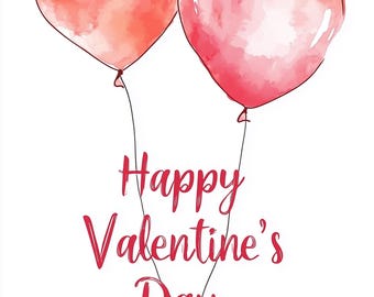 Impression de coeurs de ballons pour la Saint-Valentin : décoration de couple romantique (téléchargement numérique)