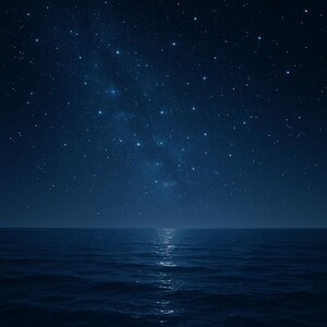 Sternennacht Ozean Digitaler Download - Midnight Sea Wall Art, Kosmischer Himmel Druck, Nachtlandschaft Poster, Celestial Home Decor, Nautisch