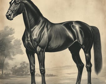 Gravure équestre vintage : art équestre du XIXe siècle (téléchargement numérique)