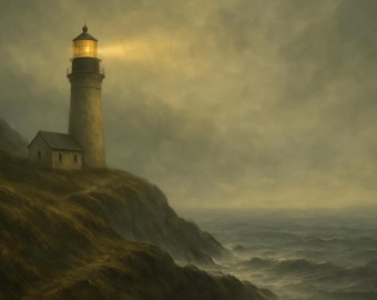 Stormy Coast Lighthouse Print: Moody Nautical Wall Art (Digital Download)