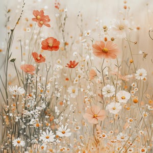 Wildflower Meadow Digital Download – Soft Floral Wall Art, vintage Botanical Print, Cottagecore Aesthetic Decor, Spring Nature Printable