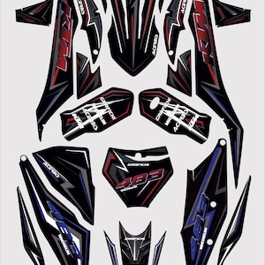 Red and Dark Blue Graphic Kit KTM SX 125 2019-2022 | Motorcycle Decals Graphics Stickerset