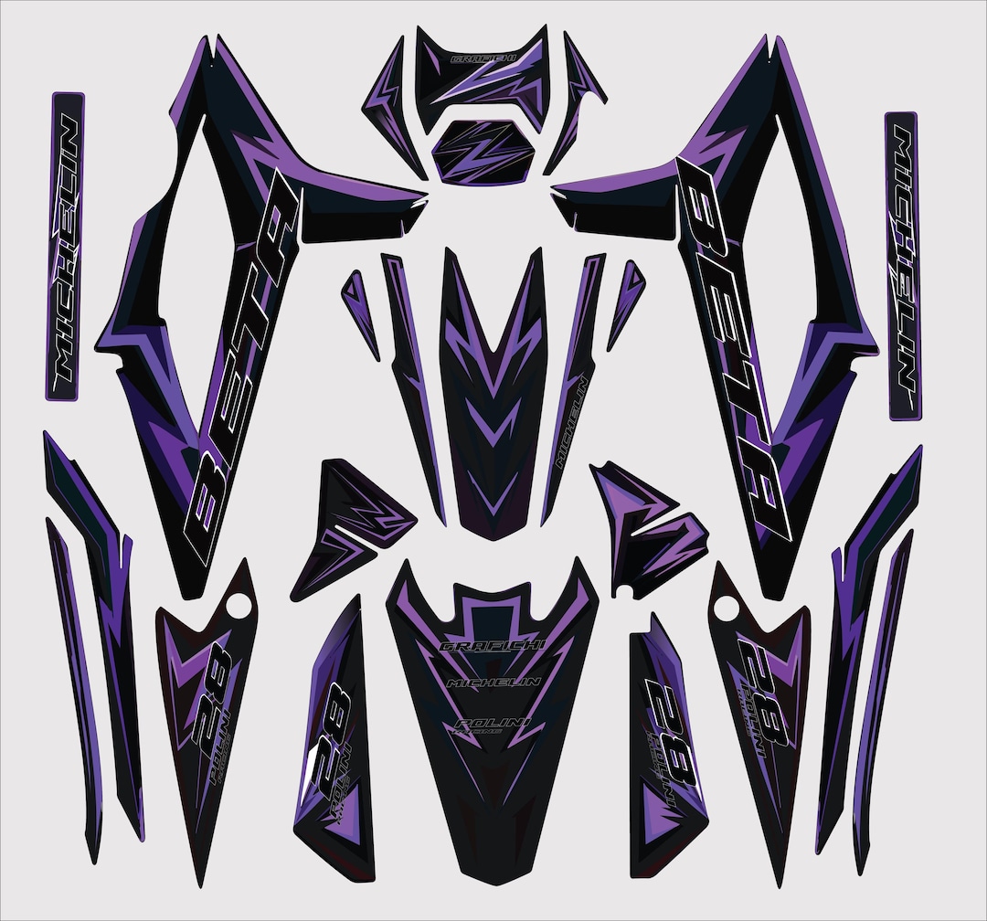 Purple Graphic Kit Beta RR 50 | 2021-2025 | Suitable for Track, Sport ...