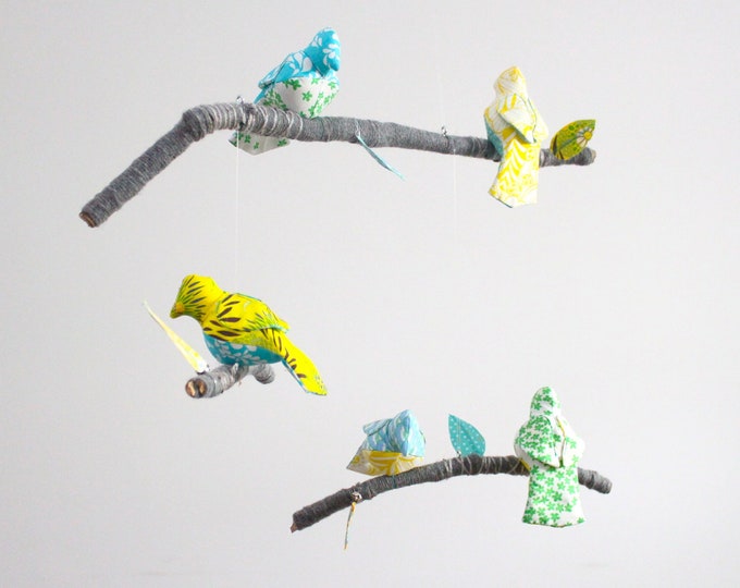 Baby Bird Mobile for Modern Nursery Decor Fabric Sculpture Etsy