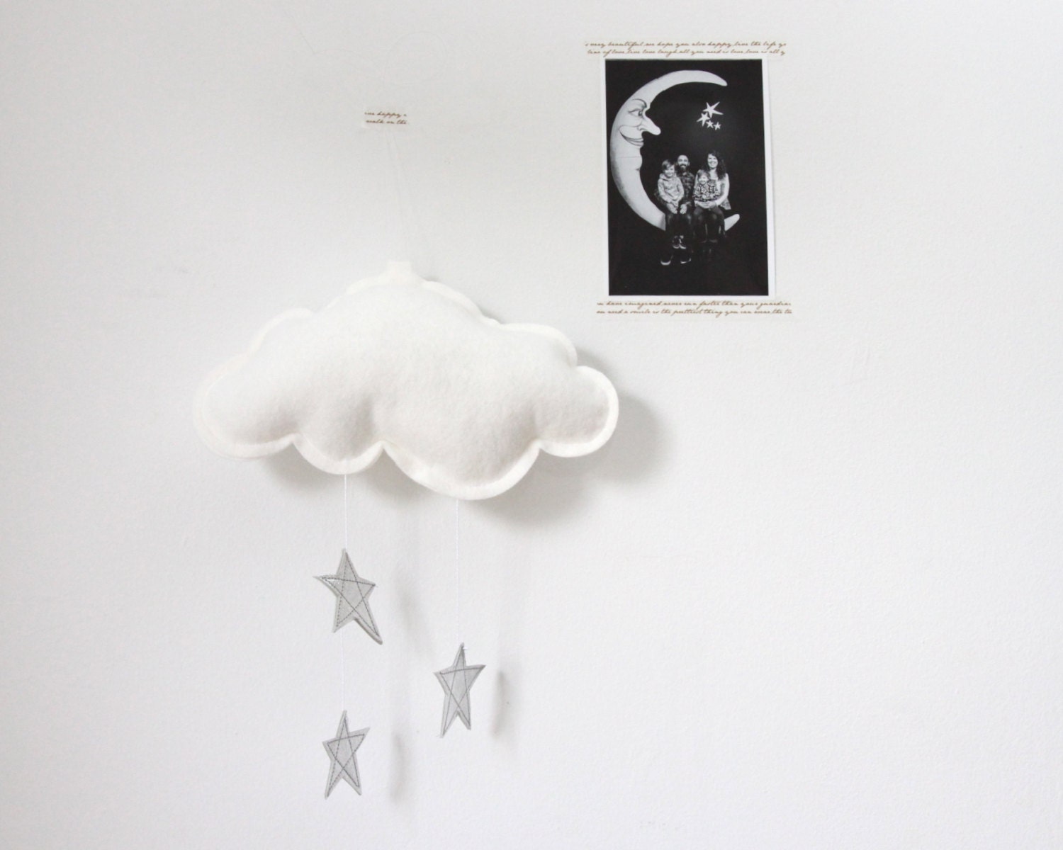 Luxe Wall Cloud With Leather Metallic Stars & Felt - Sculpture Mobile Pour La Décoration Moderne de 