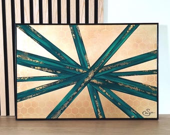 Linien: einzigartiges handgemaltes strukturiertes Kunstwerk (60 x 40 cm)