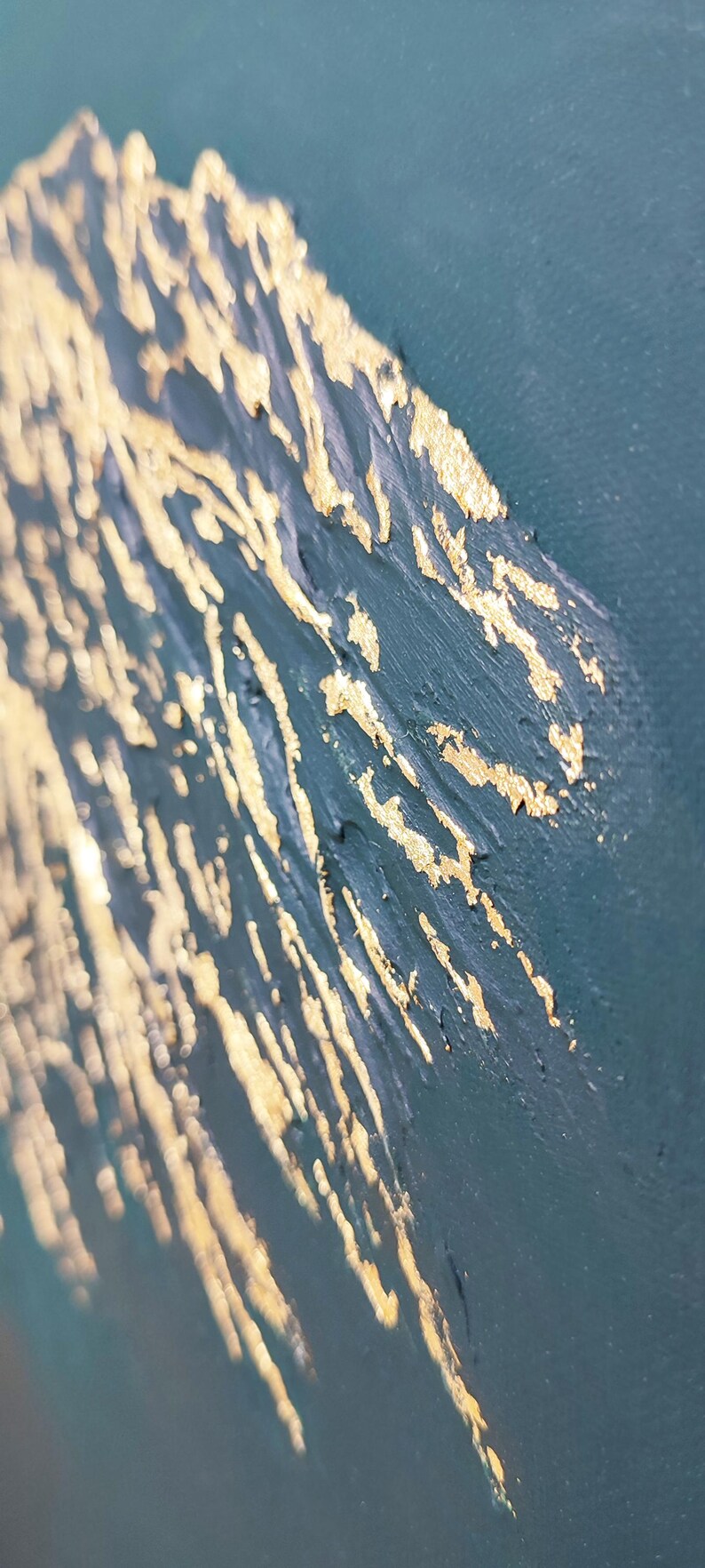 Grüner Berg: strukturiertes handgemaltes Acrylbild mit Blattgold (40 x 40 cm) image 6