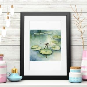 Dragonfly Watercolor Bathroom Wall Art - Nature-Inspired Digital Download - Blue Dragonfly Art for Home Decor - Dandelion Watercolour