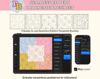 Juego de pinceles para patrones sin costuras para Procreate / Plantilla de lienzo para patrones repetidos / Kit para crear patrones para Procreate / Creador de patrones sin costuras para iPad