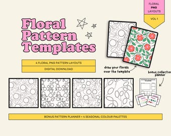 Pattern Template PNG | Floral Seamless Pattern Layout | Repeat Pattern Maker Kit | Seamless Pattern Canvas | Digital Download