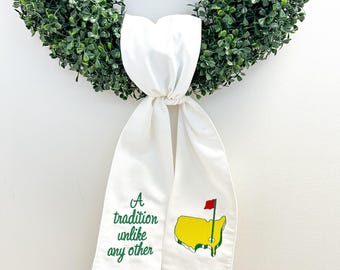 Masters Wreath Sash, Boxwood Wreath Embroidered Sash, Masters Embroidery Sash, Door Hanger, Golfing Wreath Sash, Golf Wreath Sash, Augusta