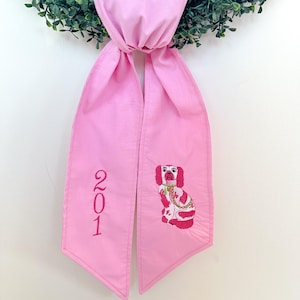 Staffordshire Dog Wreath Sash, Boxwood Wreath Embroidered Sash, Embroidery Sash, Door Hanger, Personalized Wreath Sash, Grandmillenial Sash