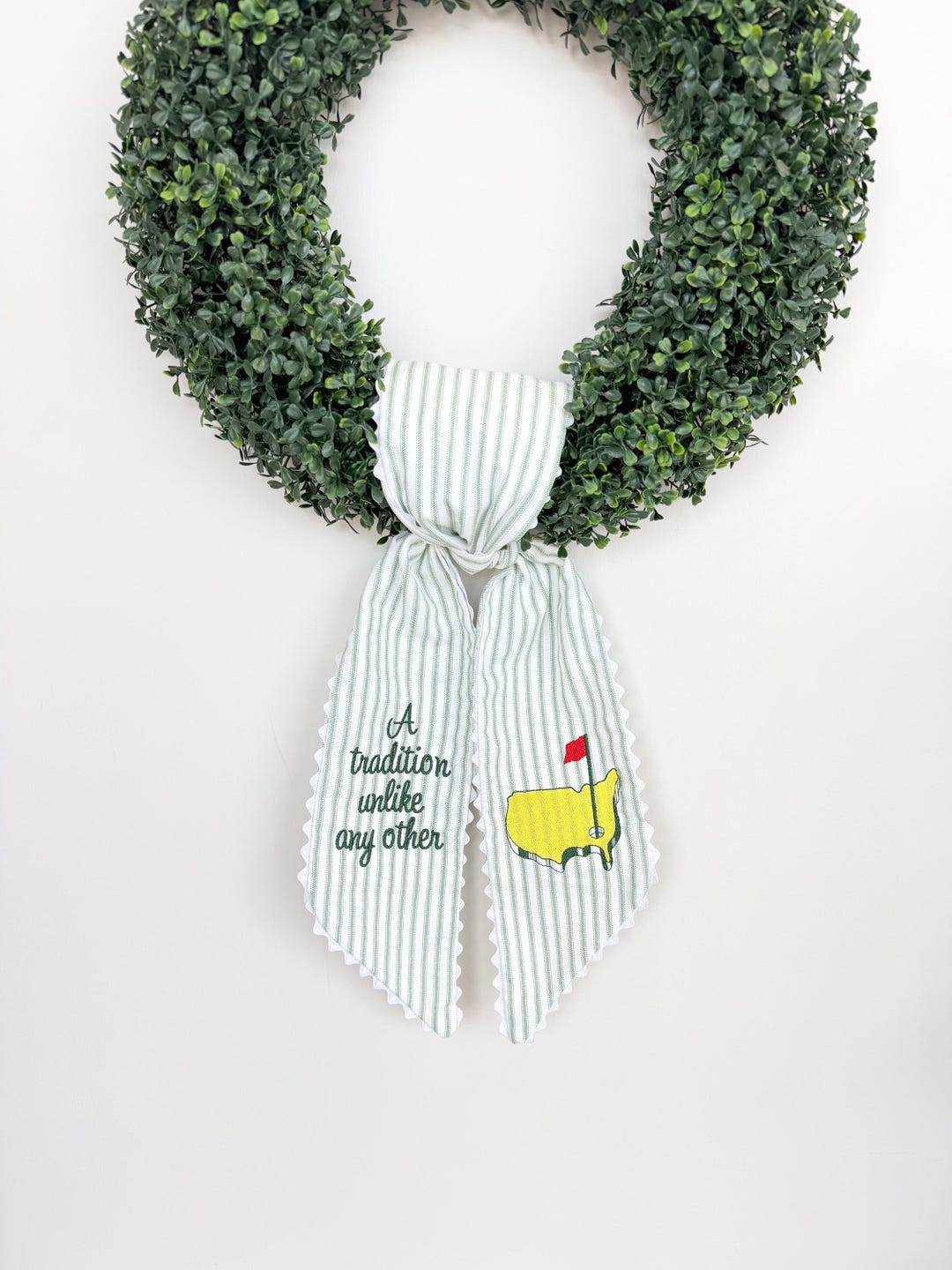 Ric Rac Green Striped Embroidered Masters Wreath Sash, Green Striped ...
