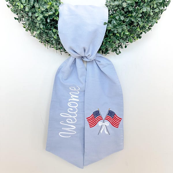 Gestickte Willkommens-Kranz-Schärpe, amerikanische Flagge, USA-Dekor