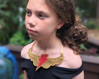 Pony Necklace. Gold and Pink Necklace.  Costume Accessories. Pretend Play. Girls Dress Up. Elements Necklaces. Harmony Necklace. Kid Costume