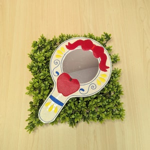 Apple Princess Mirror. White Glitter Mirror. Costume Accessory. Pretend Play.  Apple Mirror.  Snow White Mirror. Dress Up Mirror