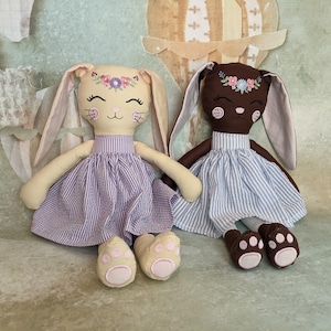 Handmade Bunny Doll. Soft Doll. Rag Doll. Fabric Doll. Nursery Decor. Soft Doll. Embroidered Doll. Handmade Doll for Girls. Spring Bunny.