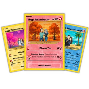 Carte Poke personnalisée - Photo personnalisée, statistiques de nom d'illustration de style anime - Cadeau unique pour les joueurs, les enfants et les couples - Etsy Ready