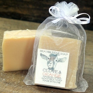 Clove & Orange Essential Oil, Handcrafted Goat Milk Soap ,Made in Maine, Sensitive Skin, Moisturizing Bath and Body Soap. Orange and Clove