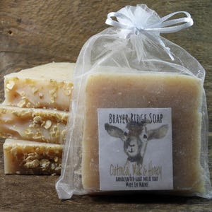 4 Bars Oatmeal, Milk & Honey, Handcrafted Goat Milk Soap, Maine Made, Exfoliating  Soap, Cold Process Soap, Self Care, Zero Waste
