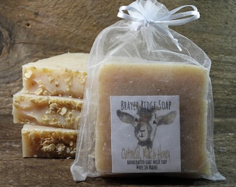 4 Bars Oatmeal, Milk & Honey, Handcrafted Goat Milk Soap, Maine Made, Exfoliating  Soap, Cold Process Soap, Self Care, Zero Waste