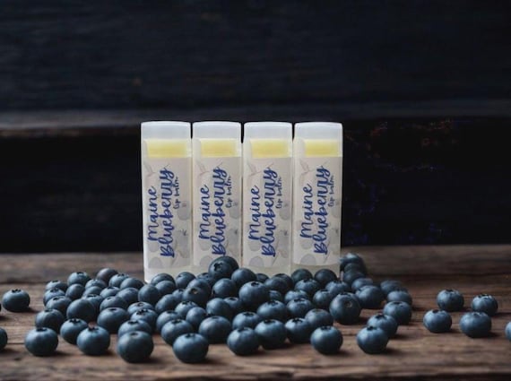 4 Maine Blueberry Handcrafted Lip Balms, Natural Flavor