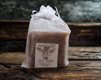 Apples & Cinnamon Scented Goat Milk Soap, Handcrafted Cold Process Soap, Maine Made