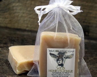 Wild Honeysuckle  Scented ,Handcrafted Goat Milk Soap, Made in Maine, Honeysuckle Scent,  Bath and Body Soap, Skin Care, Self Care