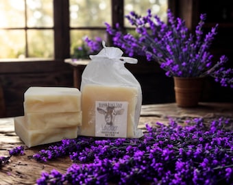 4 Bars Lavender Essential Oil Goat Milk Soap, Handcrafted Maine Soap