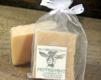 Peppermint Handcrafted Goat Milk Soap Made in Maine , Bath and Body Soap, Natural Soap, Peppermint Essential Oil, Natural Soap