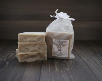 Jabón de leche de cabra con arcilla azul cámbrica, hecho a mano, 4 pastillas