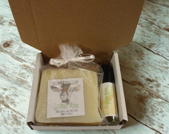 Cucumber Melon Gift Box, Goat Milk Soap, Roller Perfume