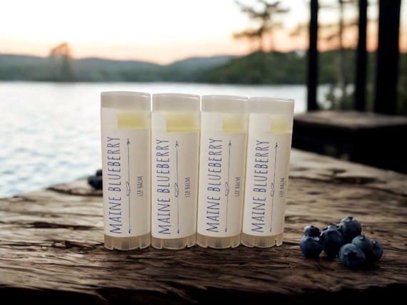 4 Maine Blueberry Handcrafted Lip Balms, Natural Flavor