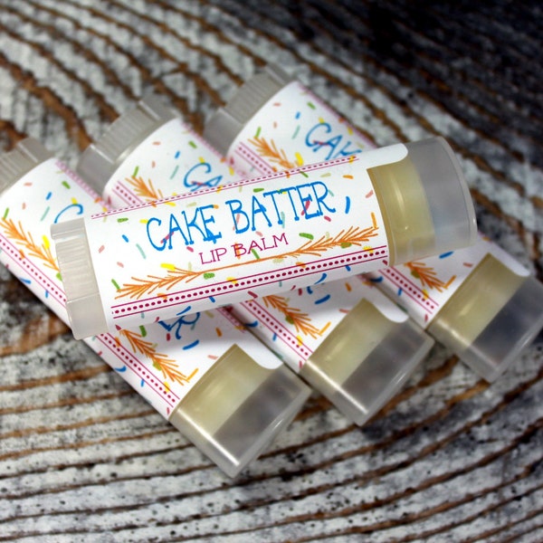 4 Cake Batter Flavored Handcrafted Lip Balms, Vanilla Cake Flavor , Cake Batter Lip Butter, Lip Care, Self Care, Kids Lip Balm, Maine Made.