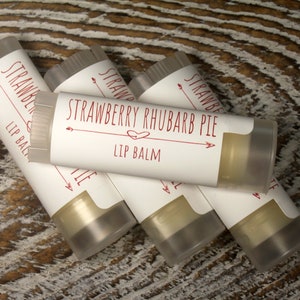 New Strawberry Rhubarb Pie Flavored Handcrafted  Lip Balms, Maine Made, Lip Care, Moisturizing Lip Balm, Lip Butter, Self Care