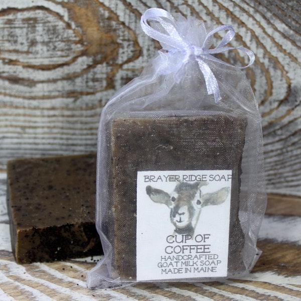 Cup of Coffee Soap with Ground Coffee Handcrafted Goat Milk Soap,Coffee Exfoliating Soap, Coffee Hand Soap, Maine Made