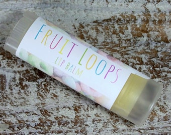 Fruit Loop Flavored  Handcrafted Lip Balm,  Cereal Flavored Lip Care, Self Care , Kids Lip Balm, Handmade Lip Care, Lip Butter, Maine Made