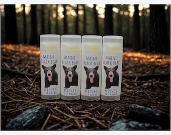 Maine Black Bear Kisses Lip Balm, Blueberry Honey, Set of 4