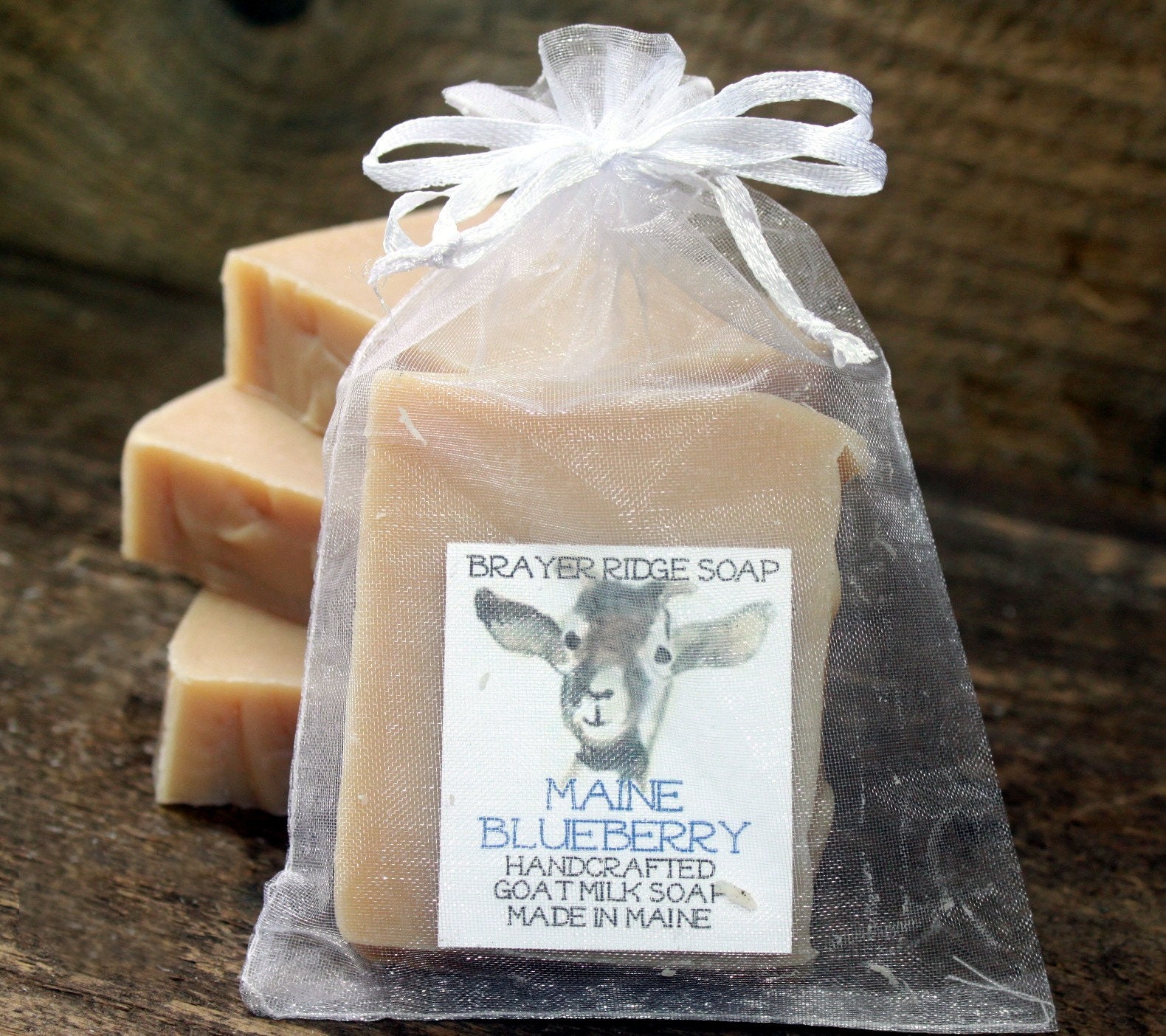 4 Bars Blueberry With Ground Oatmeal Scented Handcrafted Goat Milk Soap,  Cold Processed Made in Maine , Exfoliating Hand Soap, Skin Care 