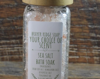 4 oz Your Choice of Scented Dead Sea Salt Bath Soak, Bath Salt, Foot Soak , Relaxation Spa Soak, Mineral Soak, Self Care